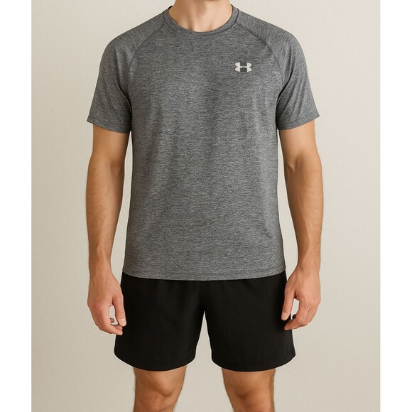 Under Armour Tech Tee Men’s Short Sleeve Shirt Gray Heather Size L Lightweight - Picture 1 of 9